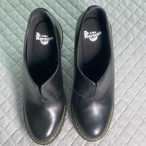 Dr. Martens Black Ankle Boots with Yellow Stitching